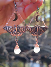 Load image into Gallery viewer, (Pre-order) Copper Luna Moth Moonstone Earrings