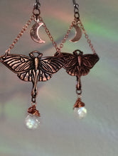 Load image into Gallery viewer, (Pre-order) Copper Luna Moth Moonstone Earrings