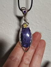 Load image into Gallery viewer, Charoite in sterling silver with Opal