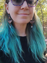 Load image into Gallery viewer, (Pre-order) Copper Luna Moth Moonstone Earrings

