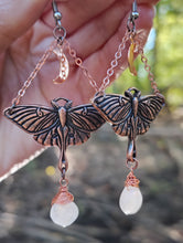 Load image into Gallery viewer, (Pre-order) Copper Luna Moth Moonstone Earrings
