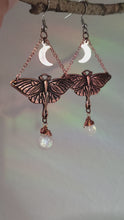 Load and play video in Gallery viewer, (Pre-order) Copper Luna Moth Moonstone Earrings
