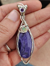 Load image into Gallery viewer, Charoite in sterling silver with Opal
