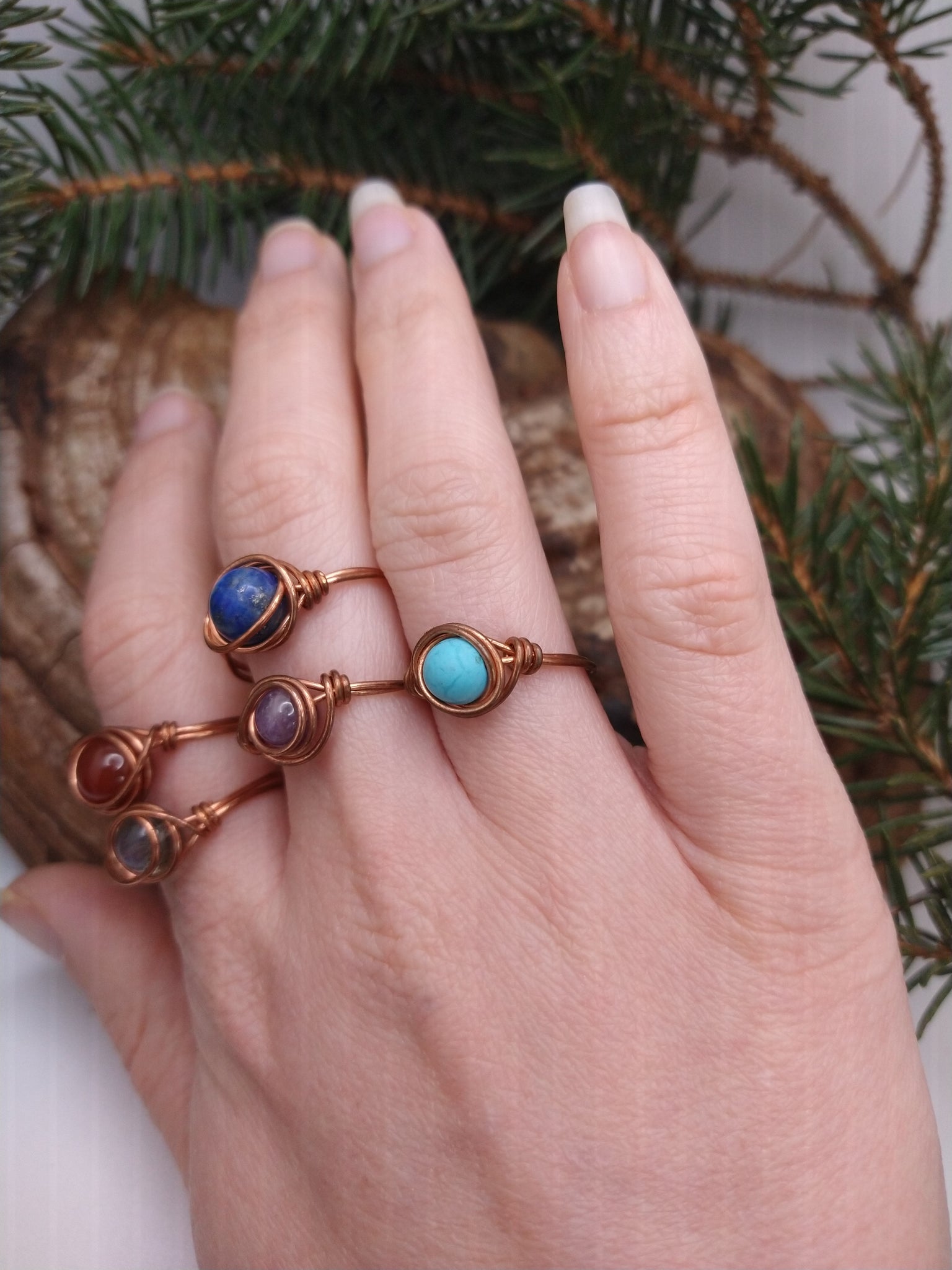 Copper deals gemstone rings