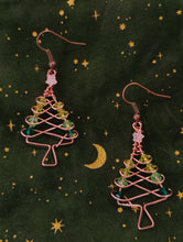 Load image into Gallery viewer, Copper Christmas Tree Earrings
